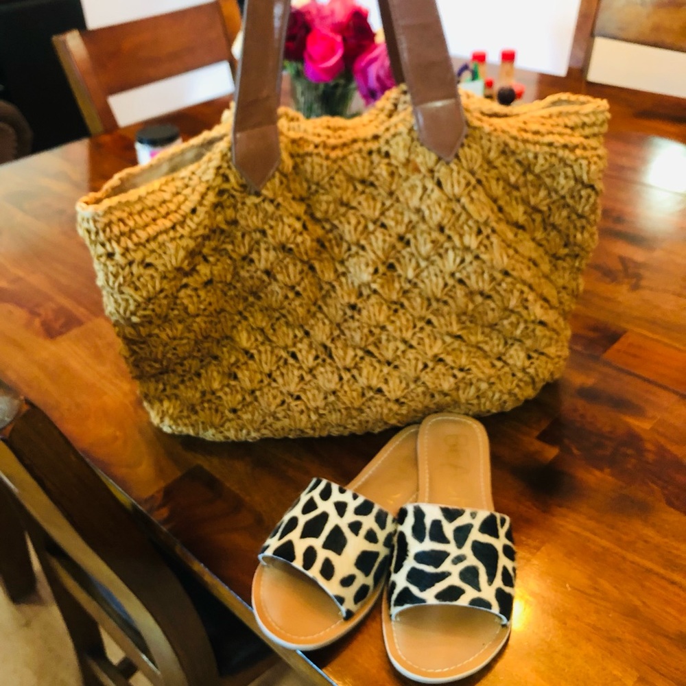 Limited Edition Straw Woven Tote or Beach Bag! Big and so cute! Bought New!